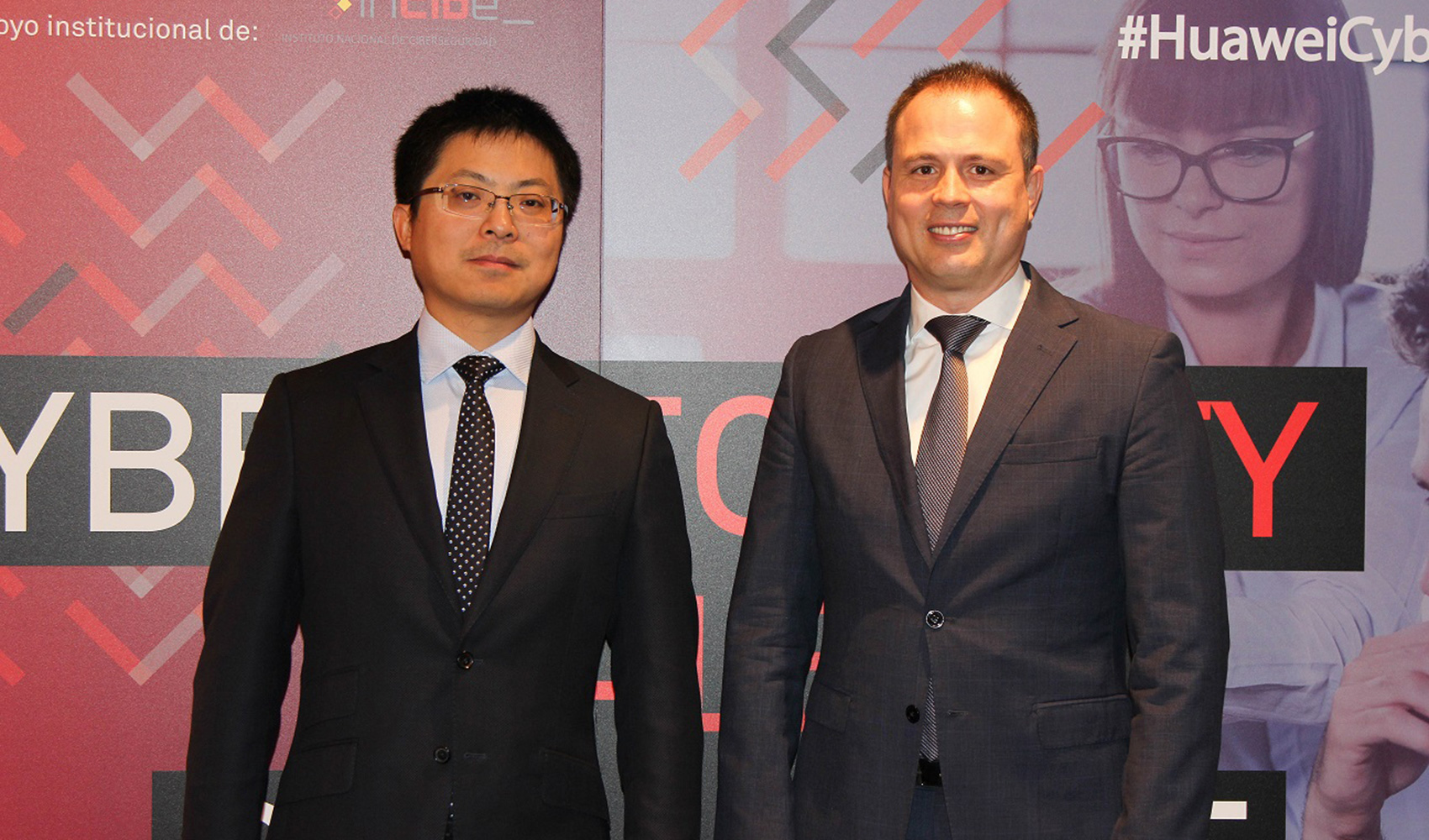 Tony Jin Yong, CEO de Huawei Espaa, y Alberto Hernndez, director general de INCIBE