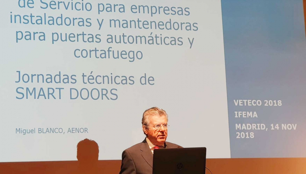 Juan Ramrez, presidente de Fimpa, durante la presentacin de la jornada organizada por Smart Doors en Veteco 2018