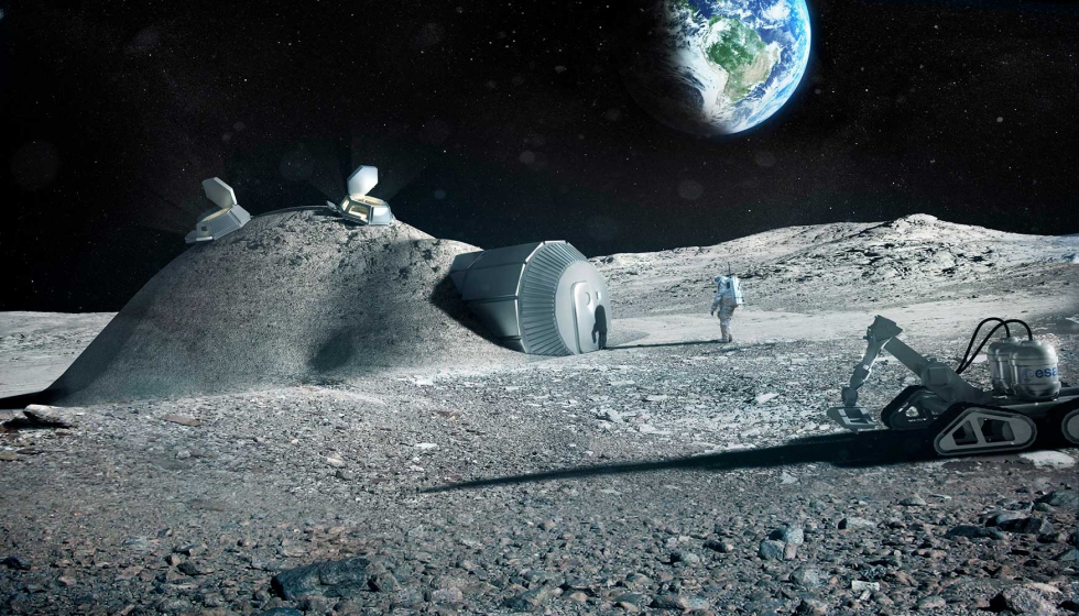 Base lunar con impresin 3D. Copyright: ESA/Foster + Partners