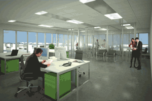 Las oficinas disponen de m�dulos de 40 m2 y posibilitan la uni�n de varios modulos