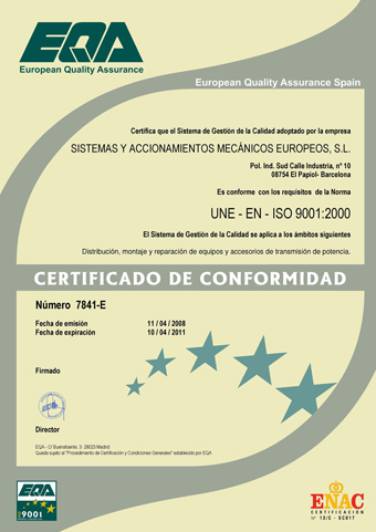 Certificacin de calidad internacional de Sismec, conforme a la norma ISO 9001:2000