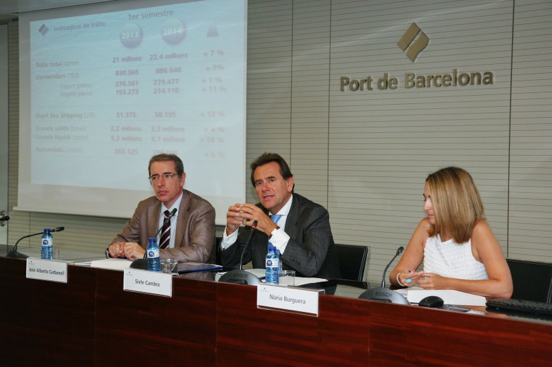 Sixte Cambra, Presidente del Port de Barcelona (en el centro), junto a Jos Alberto Carbonell y Nria Burguera
