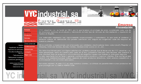 Aspecto de la nueva web de VYC Industrial