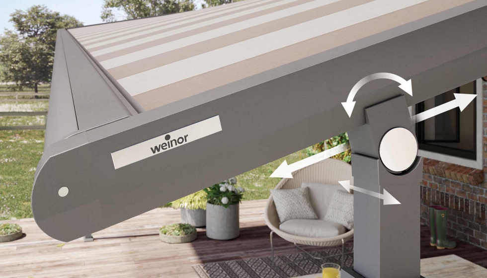 WGM Top permite la orientacin y tensionado de la tela para adaptarse a las necesidades de la terraza