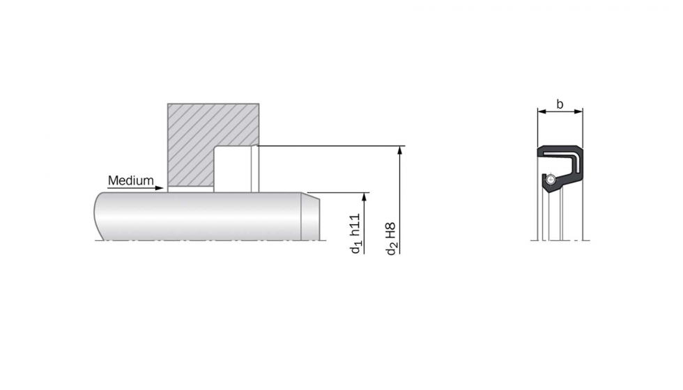 Figura 2: Plano tcnico del retn de aceite radial. Fuente: Seals-Shop