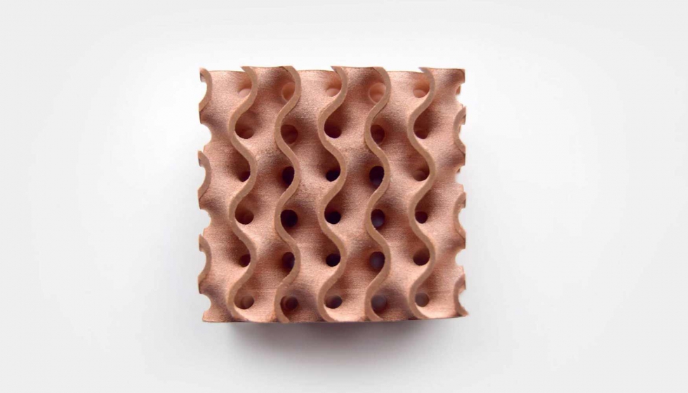 Pieza de cobre impresa en 3D