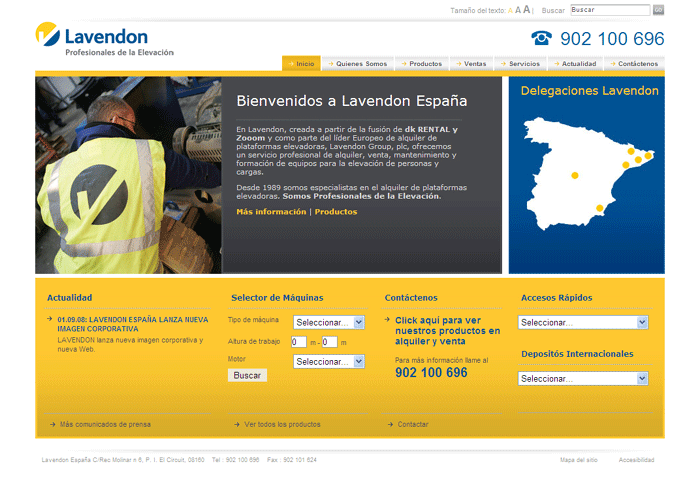 Web con la nueva imagen corporativa del Grupo Lavendon