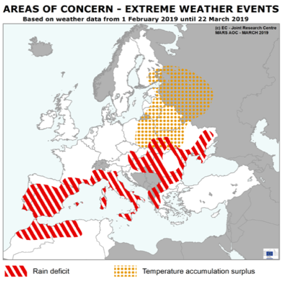 En el boletn de seguimiento de cultivos de la Unin Europea de finales del mes de marzo se adverta una carencia de precipitaciones en la cuenca...