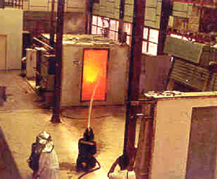 Primer ensayo de un sistema vidrio-fuego realizado en Espaa