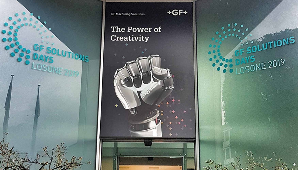 Entrada a los GF Solutions Days 2019 en GF Machining Solutions en Losone, Suiza