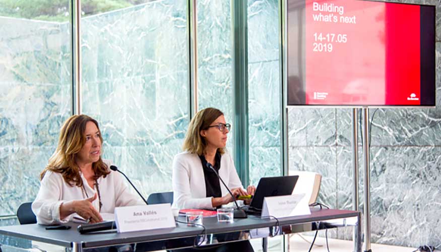 Ana Valls y Ione Ruete, directora y presidenta de BBConstrumat 2019, durante la presentacin del certamen a la prensa