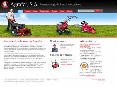 Pgina principal de la web de Agrofor