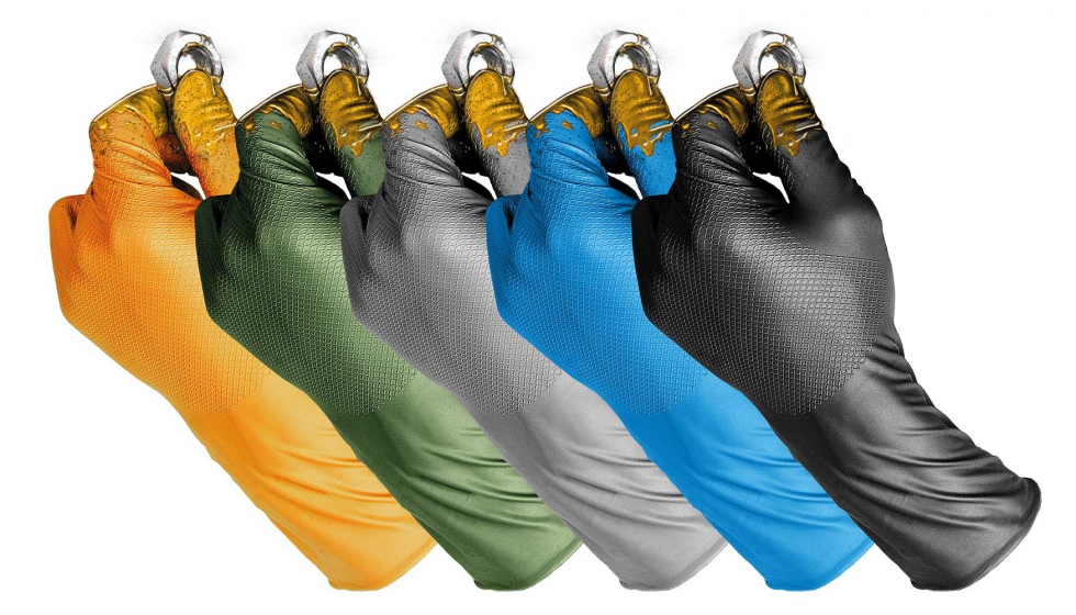 La gama Grippaz est disponible en 5 colores: negro, naranja, azul, gris y verde militar