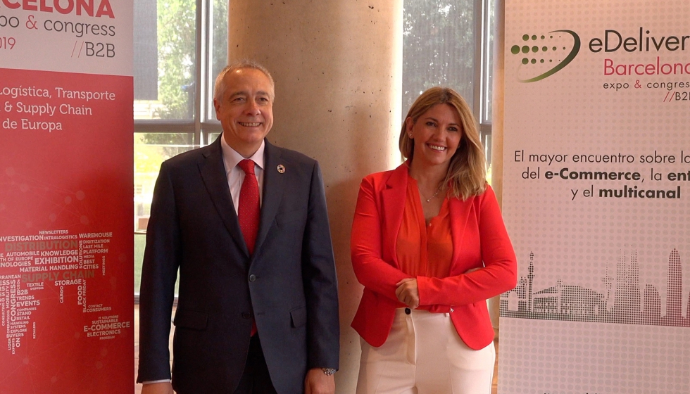 Pere Navarro junto a Blanca Sorigu, en la prensetancin del SIL 2019 y eDellivery Barcelona, el pasado 12 de junio