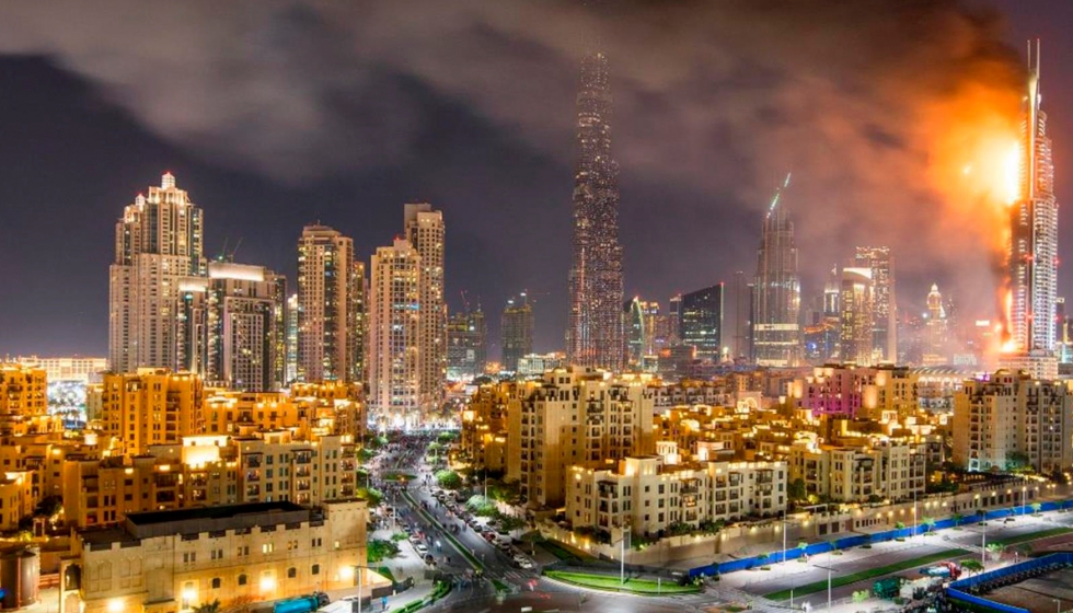 Fuego en la torre Torchde Dubai, 2015. La fachada de esta torre ha ardido tres veces, la ltima en enero de 2019