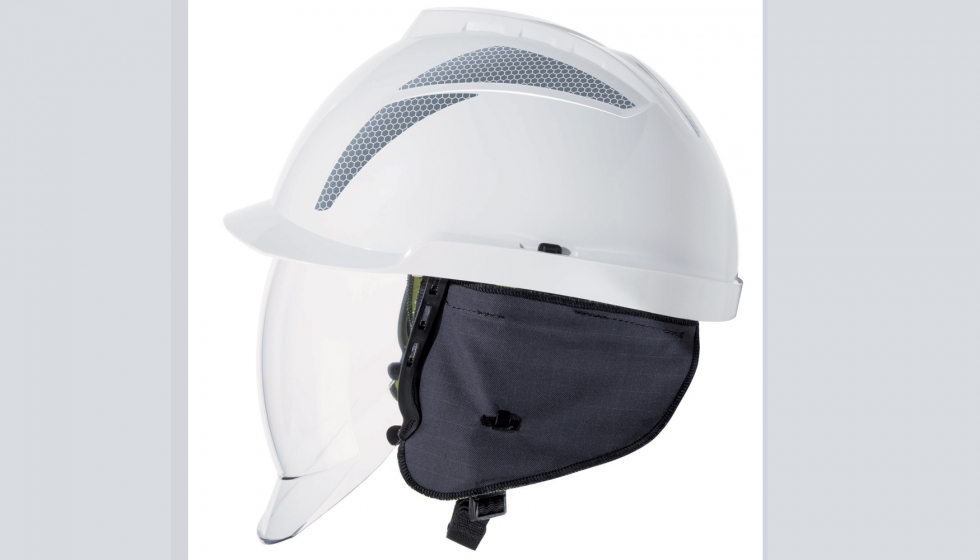 Figura 7: Casco que incorpora pantalla de proteccin facial, abatible e incorporada en el interior del casco