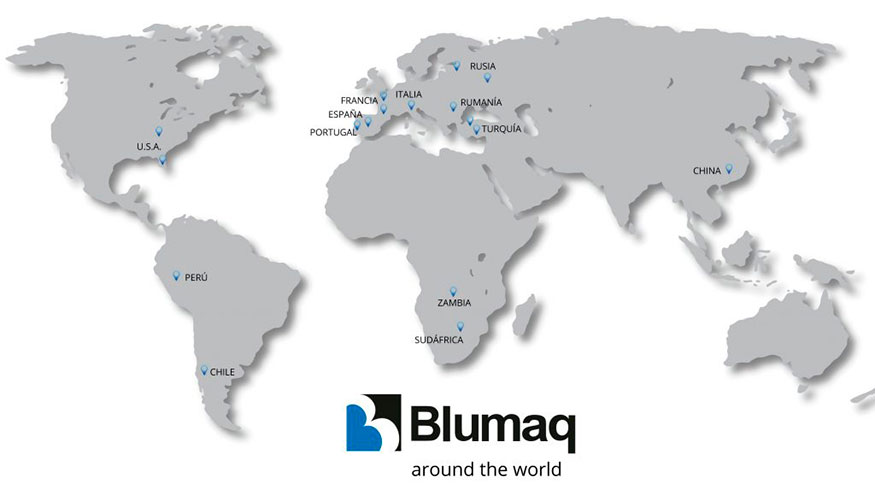 Mapamundi de las filiales de Blumaq
