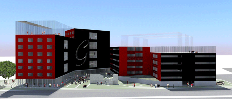 Imagen virtual de la residencia universitaria de Ganda que comenzar a construir Proinosa