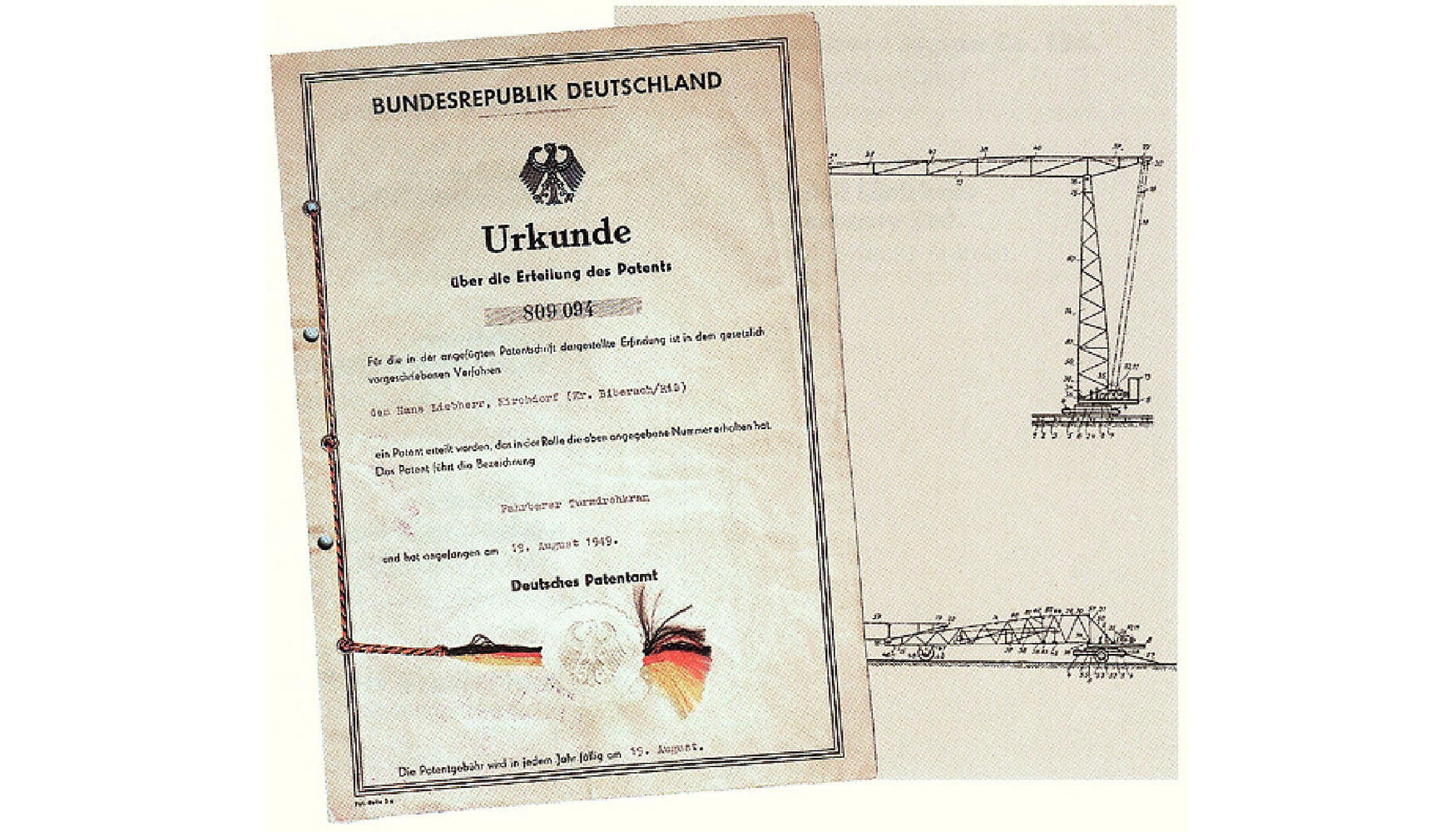 Registro de patente de la primera gra torre mvil, fechada el 19 de agosto de 1949