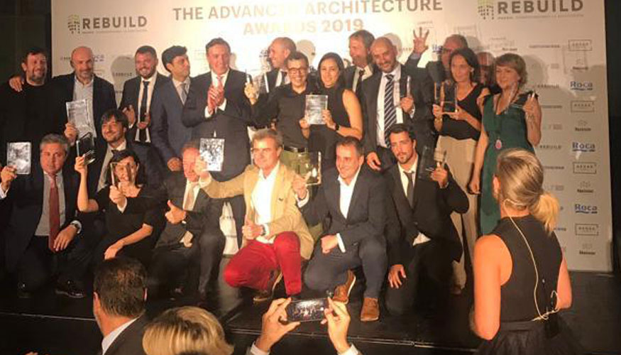 Premiados y finalistas en el acto de entrega de los Advanced Architecture Awards 2019, organizados por Rebuild