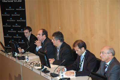 From left to right: l. Orodea, Dr. Julia, J.Llena, p. Relat and f. Barelles; at the opening of the Conference