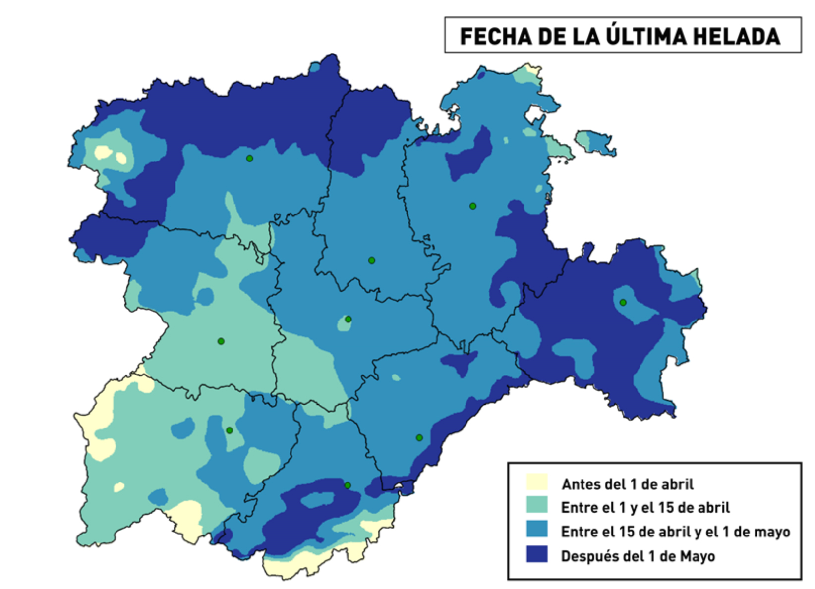 Fig.2: Mapa de la fecha de la ltima helada primaveral de Castilla y Len