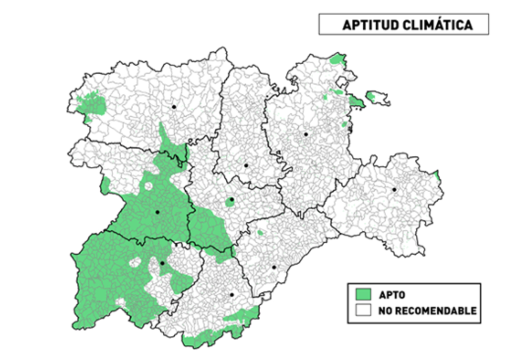 Fig.6: Mapa de zonas climticas recomendables para el cultivo del pistacho en Castilla y Len