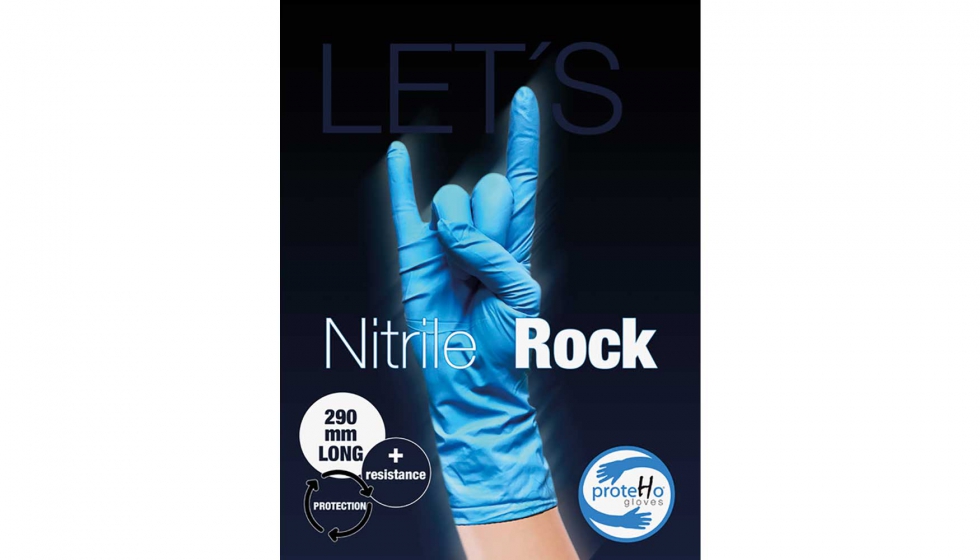 Guante azul de nitrilo largo Rock proteHo