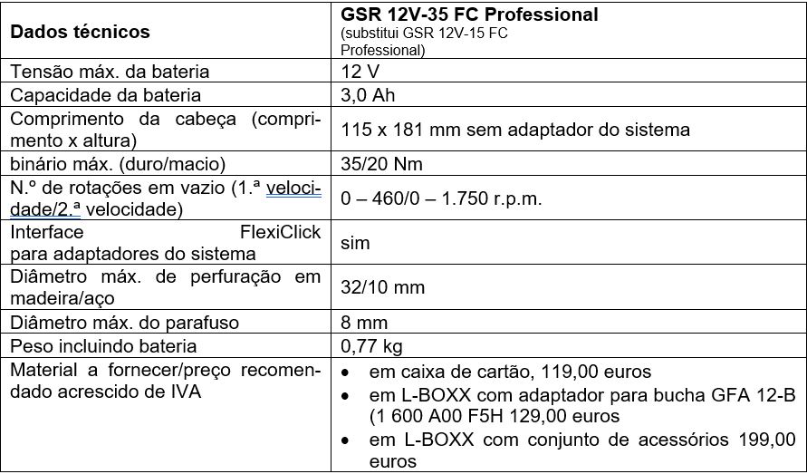 Aparafusadora/berbequim sem fio GSR 12V-35 BOSCH