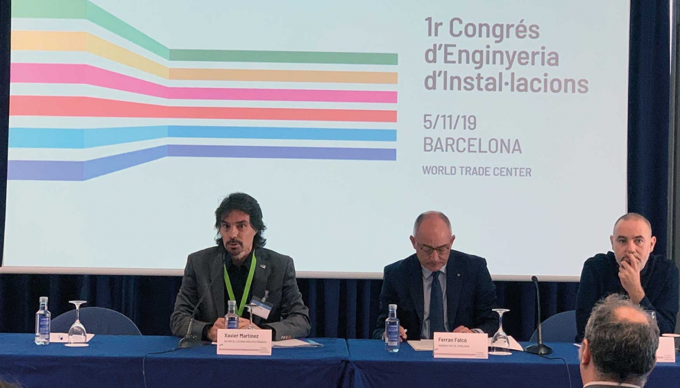 De izquierda a derecha, Xavier Martnez, presidente de ACI; Ferran Falc, de la Generalitat de Catalunya, y Eloi Badia, del Ajuntament de Barcelona...