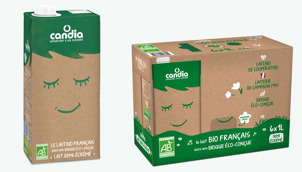 Cartones de leche ecolgica Candia de la empresa lctea francesa Sodiaal