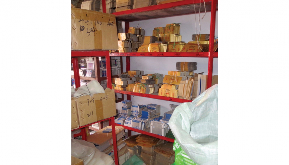 Ejemplos de embalajes de NSK falsificados que han sido incautados recientemente por la polica