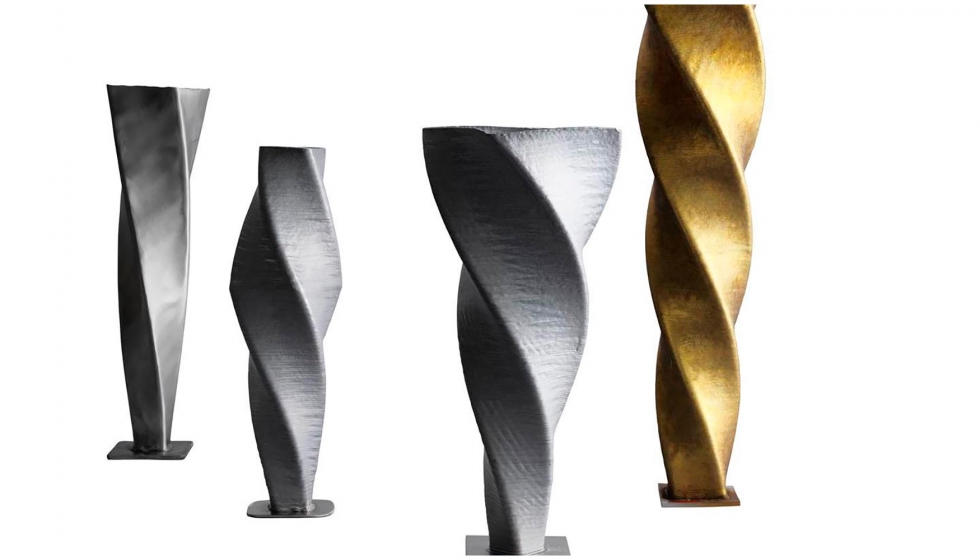 Se pueden usar diferentes materiales de relleno para WAAM, como acero, aluminio, acero cromado en nquel o bronce. Foto: Fronius International GmbH...