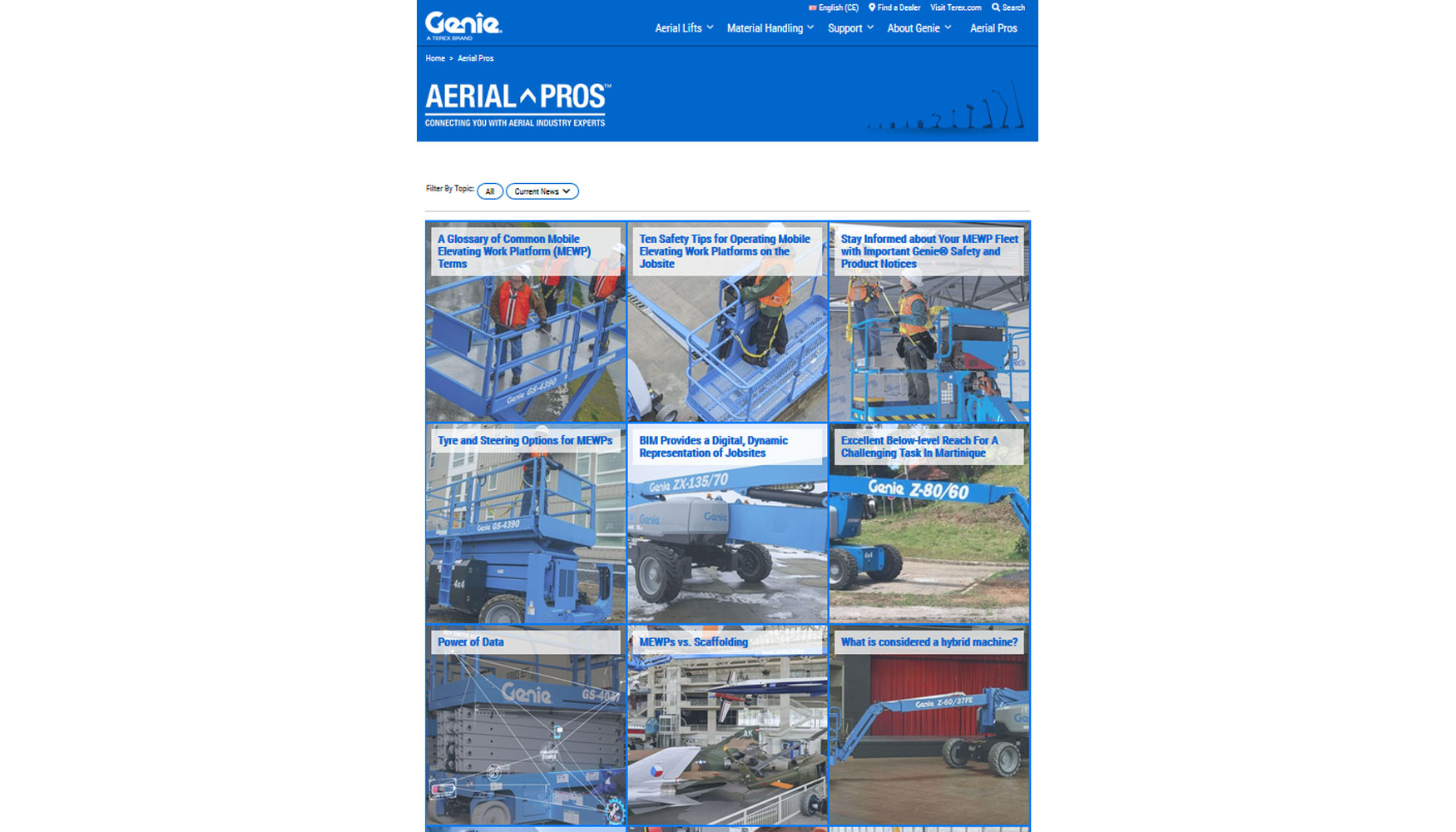 Sitio web Genie Aerial Pros