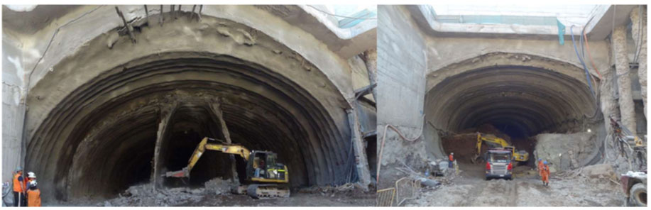 Fotografas 7 y 8. Secuencia de construccin para la seccin de cinco carriles