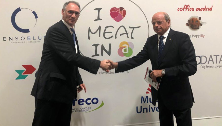 Jos Friguls, president de Anafric, junto Karsten Maier durante Meat Attraction...