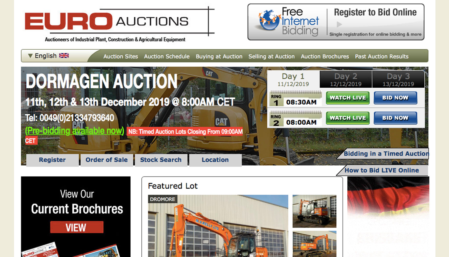 Pgina web de Euro Auctions
