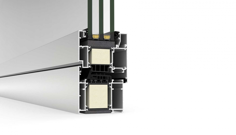 El sistema Cor 80 Industrial Passivhaus de Cortizo presenta una capacidad de acristalamiento mxima de 65 mm...