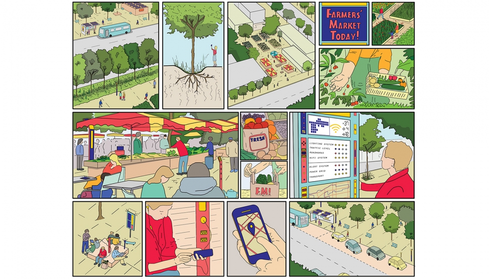 Extracto de un folleto ilustrado para el Plan Estratgico Smart City de la Ciudad de West Hollywood...