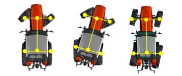 Frutteto CVT ActiveSteer: posicin del centro de gravedad en los diferentes modos de conduccin