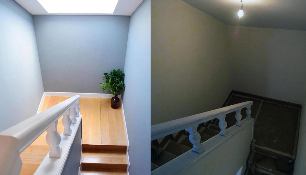 El hueco que se abri en la escalera permiti que la luz natural se distribuyese por todas las escaleras