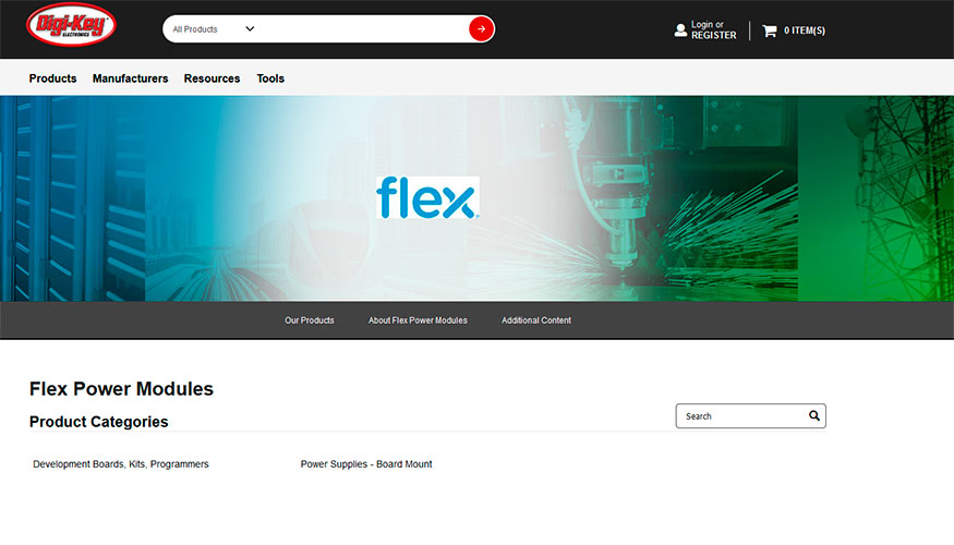 Todos los productos de Flex Power Modules aparecern en el sitio web de Digi-Key y estarn disponibles para su compra...