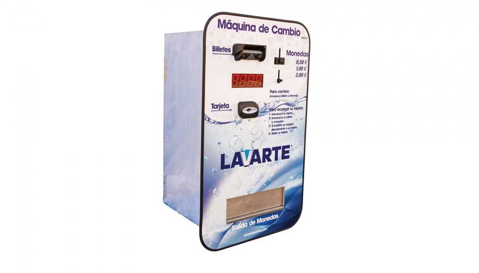 Imagen de una mquina de cambio de Lavarte que incluye la opcin del dispositivo de carga de tarjetas y llaves de precarga...