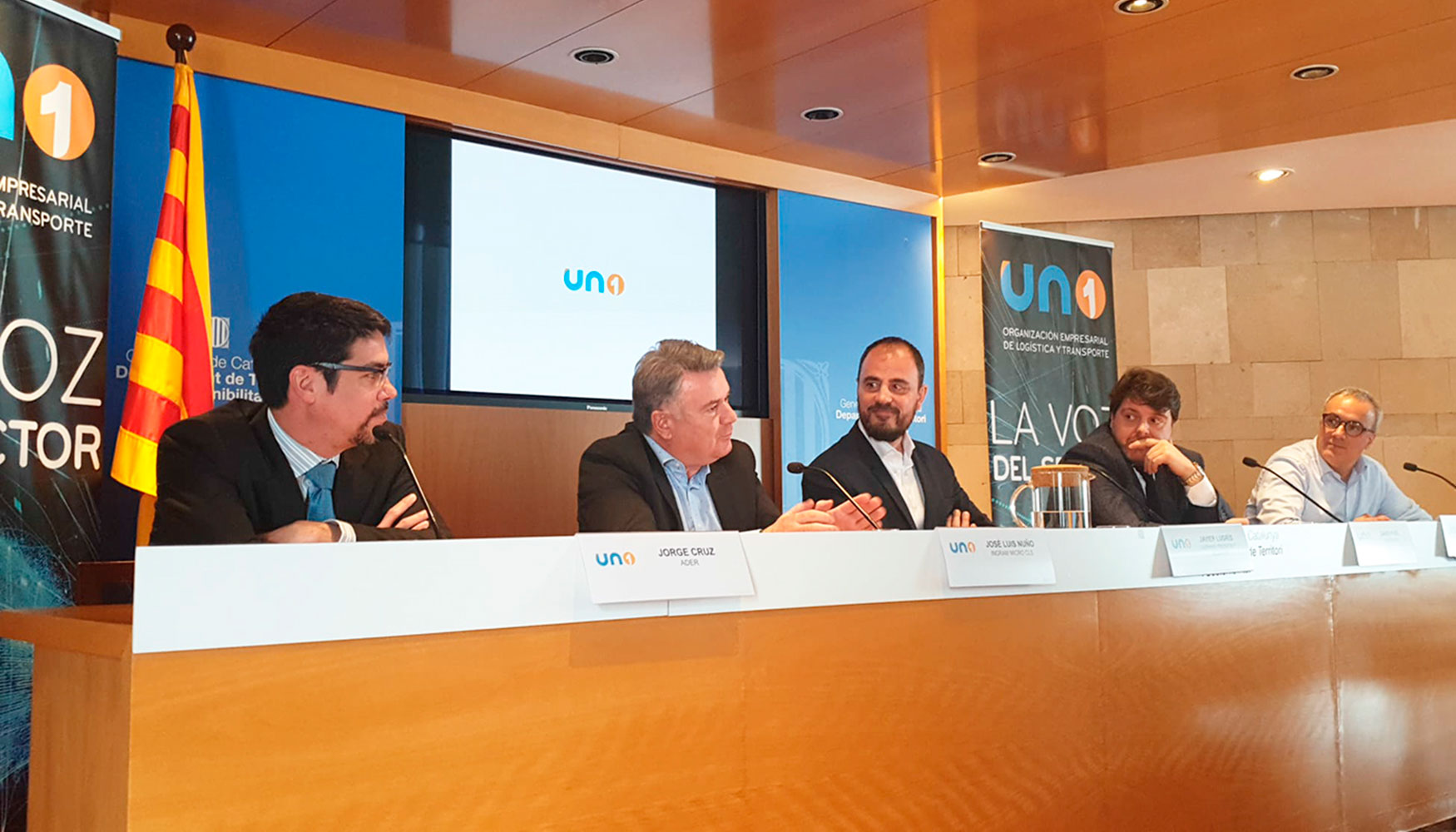 Un momento del acto celebrado en Barcelona organizado por UNO, patronal del sector logstico