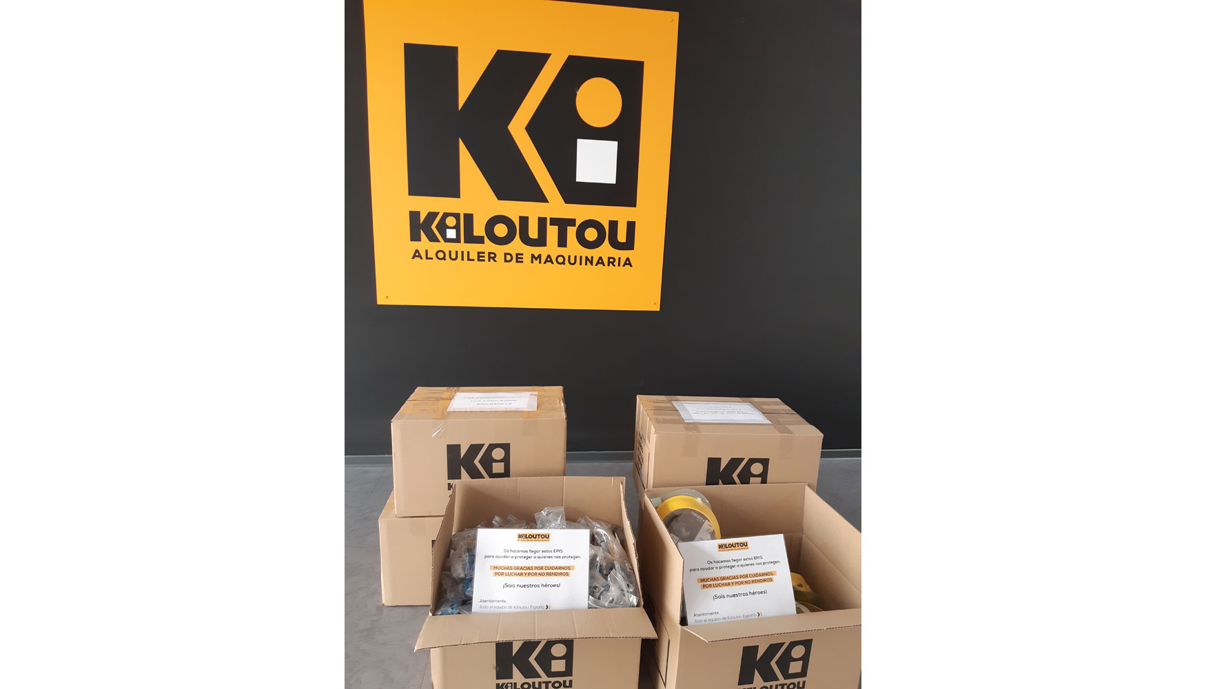 Material enviado por Kiloutou al Hospital Can Ruti en Badalona y al Hospital Platn en Barcelona