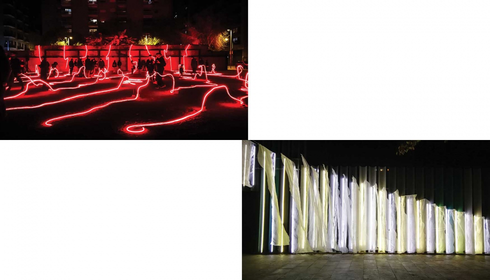 Instalaciones 'Lluman Lighting Nature' (arriba) e 'In Crescendo' (abajo). Fotos: Vctor Jord