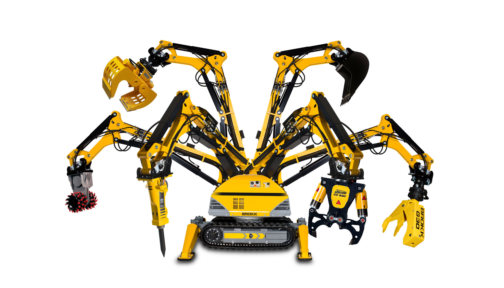 Los robots Brokk pueden equiparse con una amplia variedad de implementos