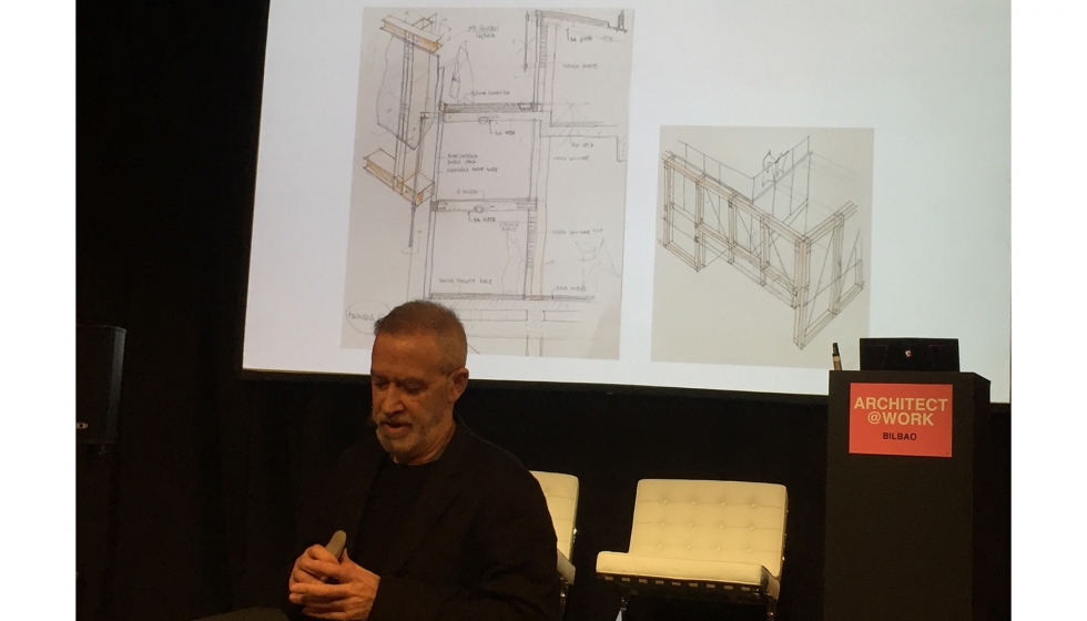 Luis Mara Uriarte exponiendo el proyecto en Architect&Work Bilbao el 11 marzo de 2020