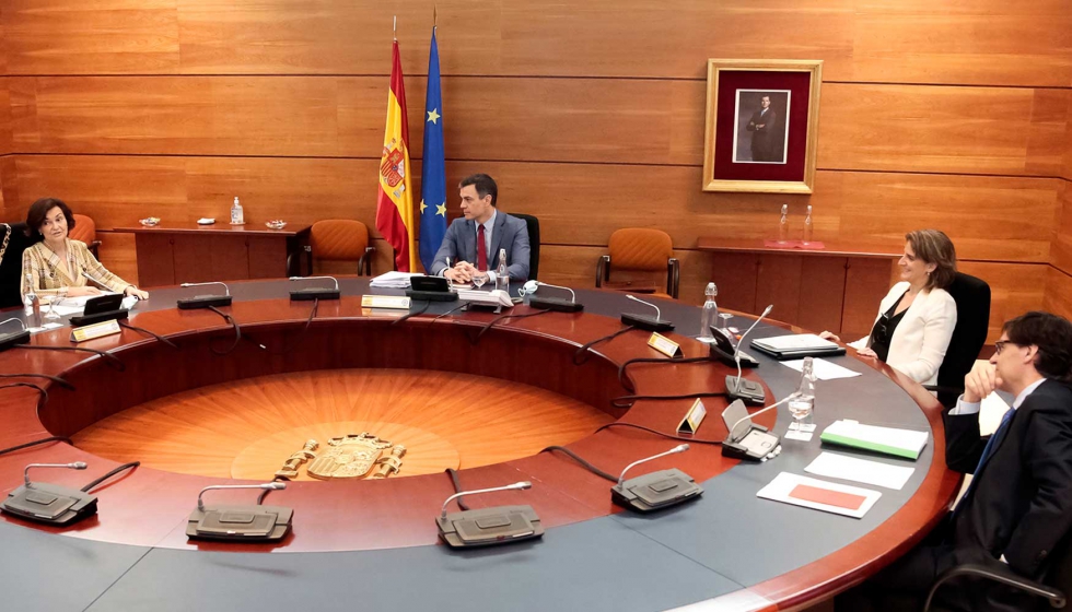 El presidente del Gobierno, Pedro Snchez, preside la reunin del Consejo de Ministros del 19 de mayo con carcter no presencial...