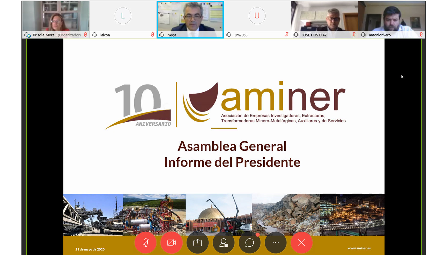 La X Asamblea General de Aminer se ha tenido que celebrar en modalidad online debido a la crisis del COVID-19